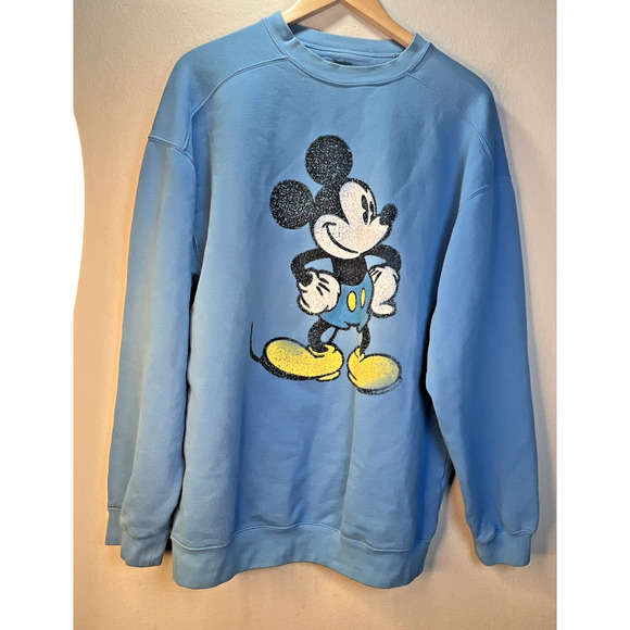 Disney Mickey Mouse Sky Light Blue Sweatshirt small medium Disneyland - Picture 1 of 7